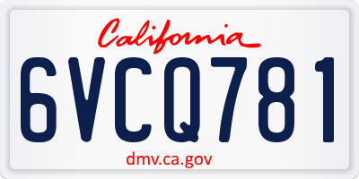 CA license plate 6VCQ781