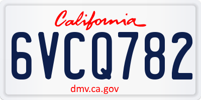CA license plate 6VCQ782