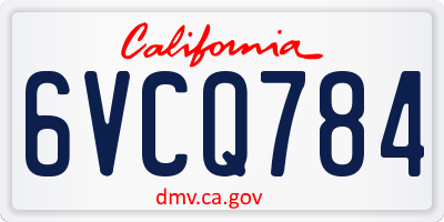 CA license plate 6VCQ784