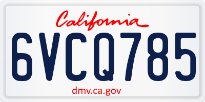 CA license plate 6VCQ785