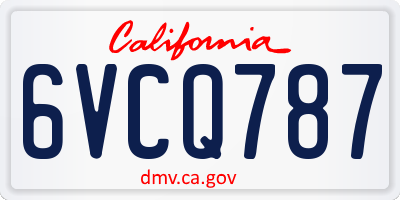 CA license plate 6VCQ787