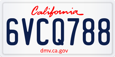 CA license plate 6VCQ788