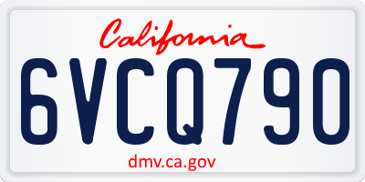 CA license plate 6VCQ790