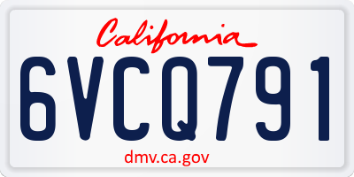 CA license plate 6VCQ791
