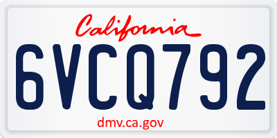 CA license plate 6VCQ792