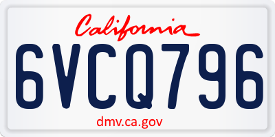 CA license plate 6VCQ796