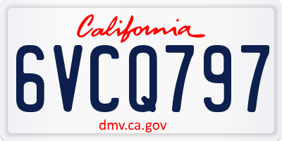 CA license plate 6VCQ797
