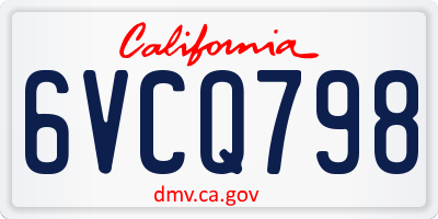 CA license plate 6VCQ798