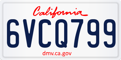 CA license plate 6VCQ799