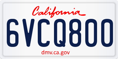 CA license plate 6VCQ800