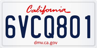 CA license plate 6VCQ801