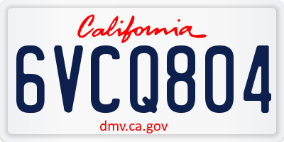 CA license plate 6VCQ804