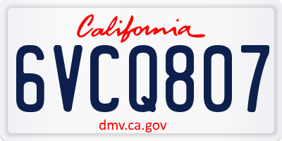 CA license plate 6VCQ807