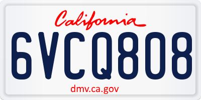 CA license plate 6VCQ808