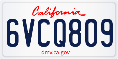 CA license plate 6VCQ809