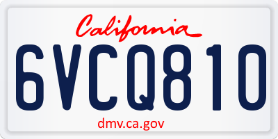 CA license plate 6VCQ810