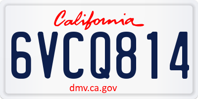 CA license plate 6VCQ814