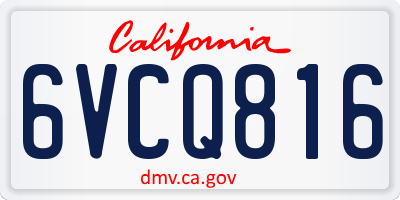 CA license plate 6VCQ816