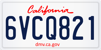 CA license plate 6VCQ821