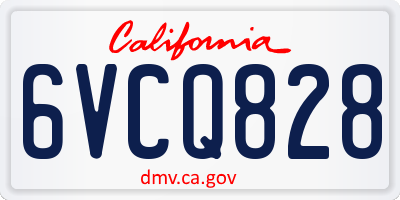 CA license plate 6VCQ828