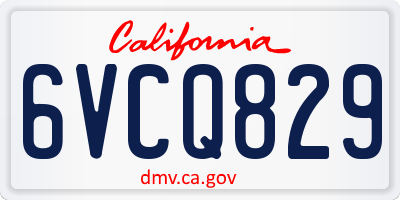 CA license plate 6VCQ829