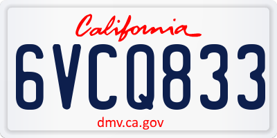 CA license plate 6VCQ833
