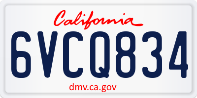 CA license plate 6VCQ834