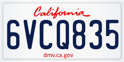 CA license plate 6VCQ835