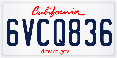 CA license plate 6VCQ836