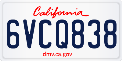 CA license plate 6VCQ838
