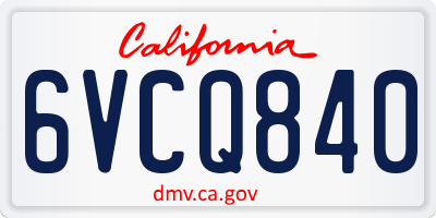 CA license plate 6VCQ840
