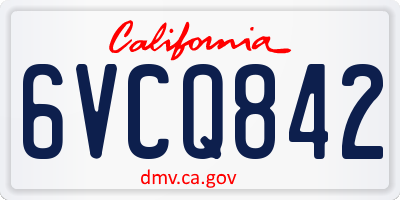 CA license plate 6VCQ842