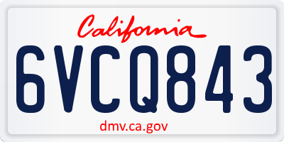 CA license plate 6VCQ843