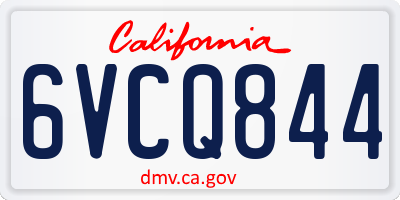 CA license plate 6VCQ844