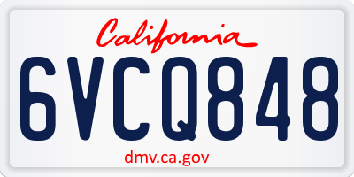 CA license plate 6VCQ848