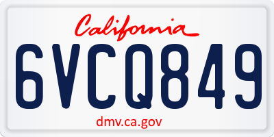 CA license plate 6VCQ849