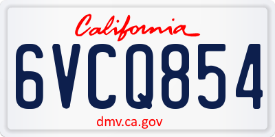 CA license plate 6VCQ854