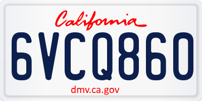 CA license plate 6VCQ860