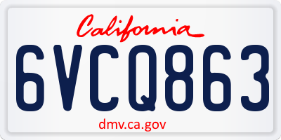 CA license plate 6VCQ863