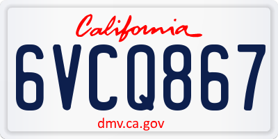 CA license plate 6VCQ867