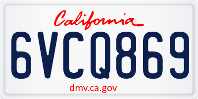 CA license plate 6VCQ869