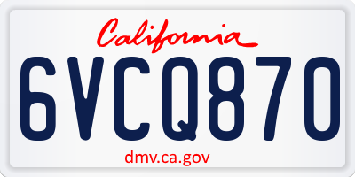 CA license plate 6VCQ870