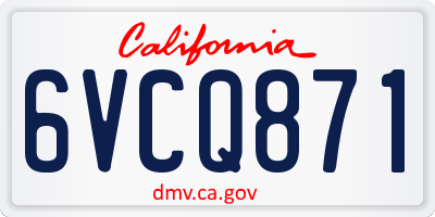 CA license plate 6VCQ871
