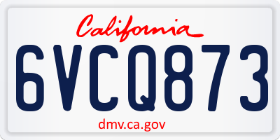 CA license plate 6VCQ873