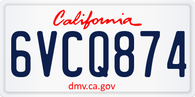 CA license plate 6VCQ874
