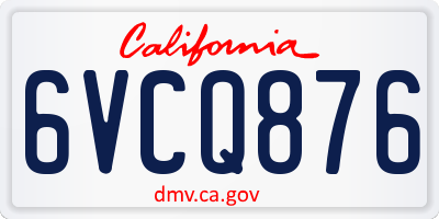 CA license plate 6VCQ876