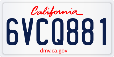 CA license plate 6VCQ881