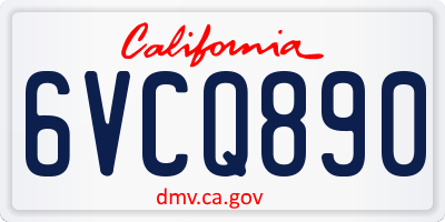 CA license plate 6VCQ890