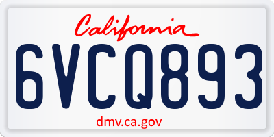 CA license plate 6VCQ893