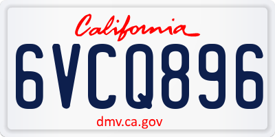 CA license plate 6VCQ896